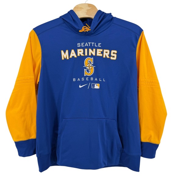 NWT Nike Seattle Mariners MLB Therma-FIT Hoodie Mens 3XL Blue Gold Authentic NWT